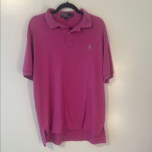 Polo by Ralph Lauren men’s Pink Classic Polo Shirt size L with green horse logo